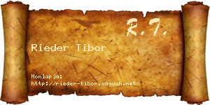Rieder Tibor névjegykártya